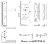  Khóa cửa nẹp VICKINI 35123.101 MSN ken xước mờ, ruột chốt 