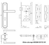  Khóa cửa nẹp VICKINI 35172.101 MSN ken xước mờ, ruột chốt 