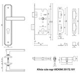  Khóa cửa nẹp VICKINI 35172.101 MBG vàng xước mờ, ruột chốt 