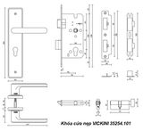 Khóa cửa nẹp VICKINI 35254.101 OBP đen mờ, ruột chốt 
