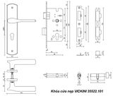  Khóa cửa nẹp VICKINI 35522.101 OBP đen mờ, ruột chốt 
