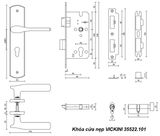  Khóa cửa nẹp VICKINI 35522.101 MBG vàng xước mờ, ruột chốt 