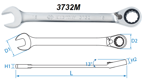  Cờ lê vòng miệng tự động có khóa 16mm Kingtony 3732-16 