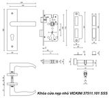  Khóa cửa nẹp nhỏ VICKINI 37511.101 OBP inox 304 mờ, ruột chốt 