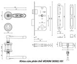  Khóa cửa phân thể VICKINI 38302.101 K24 mạ vàng K24 