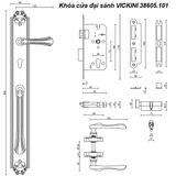  Khóa cửa đại sảnh VICKINI 38605.101 K24 mạ vàng K24 