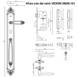  Khóa cửa đại sảnh VICKINI 38606.101 K24 mạ vàng K24 