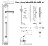  Khóa cửa đại sảnh VICKINI 38678.101 K24 mạ vàng K24 