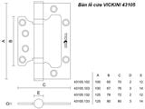  Bản lề cửa VICKINI 43105.103 SSS inox mờ 201, 1T dày 3.0mm 