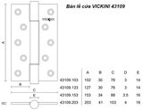  Bản lề cửa VICKINI 43109.103 MBG vàng xước mờ 201, 1T dày 3.0mm 
