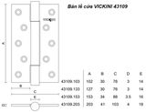  Bản lề cửa VICKINI 43109.133 OBP đen mờ 201, 1.25T dày 3.0mm 