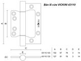  Bản lề cửa VICKINI 43110.133 MBG vàng xước mờ 201, 1.25T dày 3.0mm 