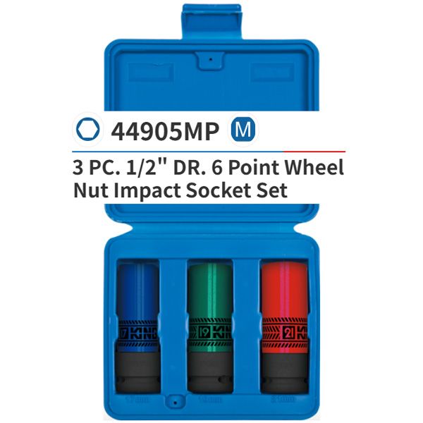  Bộ đầu tuýp Impact 1/2 inch 3 chi tiết tháo mâm xe bọc nhựa Kingtony 44905MP 