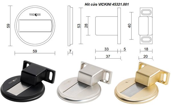  Hít cửa VICKINI 45321.001 MBG vàng xước mờ 