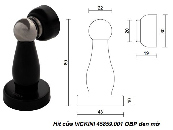 Hít cửa VICKINI 45859.001 OBP đen mờ 