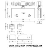  Bộ bánh xe kẹp kính VICKINI 62225.001 SSS inox mờ 