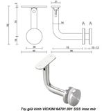 Trụ giữ kính VICKINI 64701.001 SSS inox mờ 