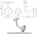  Trụ giữ kính VICKINI 64702.001 SSS inox mờ 