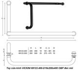 Tay cửa kính VICKINI 69123.500-D25x300x500 OBP đen mờ 