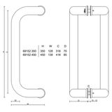  Tay cửa kính VICKINI 69152.350-D32x350 PSS/SSS inox bóng/ mờ 