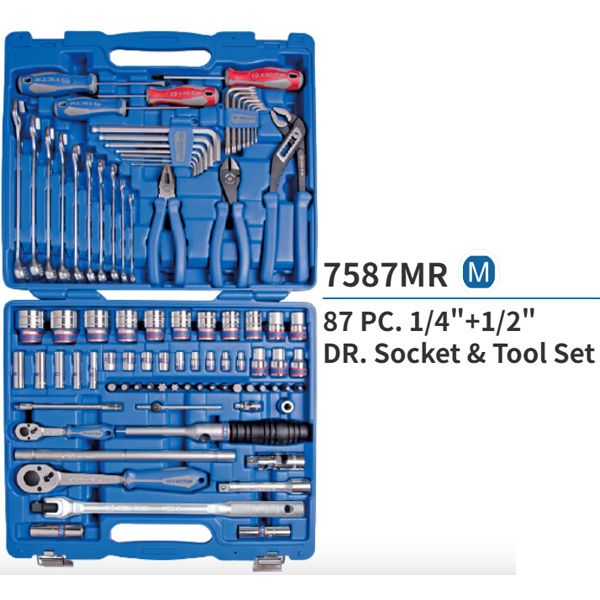  Bộ tuýp 1/4 và 1/2 inch 87 chi tiết Kingtony 7587MR 