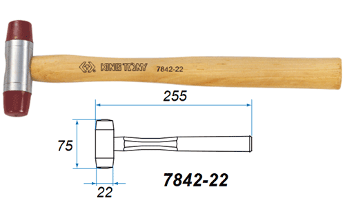  Búa nhựa cán gỗ đường kính búa 22mm Kingtony 7842-22 