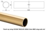  Thanh ray máng VICKINI 79025.001-3000x1.5mm MBG vàng xước mờ 