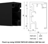  Thanh ray máng VICKINI 79970.001-2200mm OBP đen mờ 