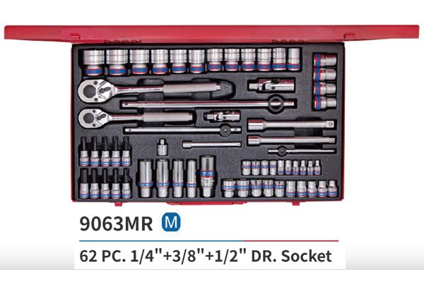  Bộ tuýp 1/4, 3/8 và 1/2 inch 62 chi tiết Kingtony 9063MR 