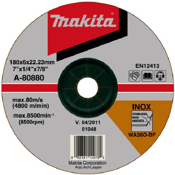  Đá mài Inox Makita 180x6x22.23mm A-80880 