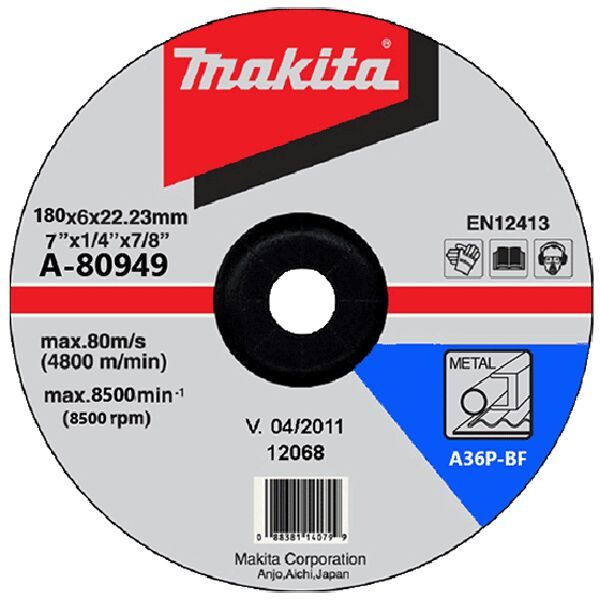  Đá mài sắt Makita 180x6x22.23mm A-80949 