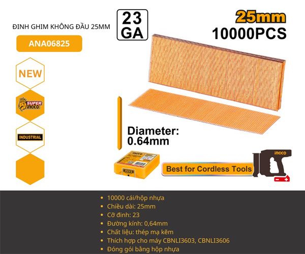  Đinh chỉ 25mm INGCO ANA06825 