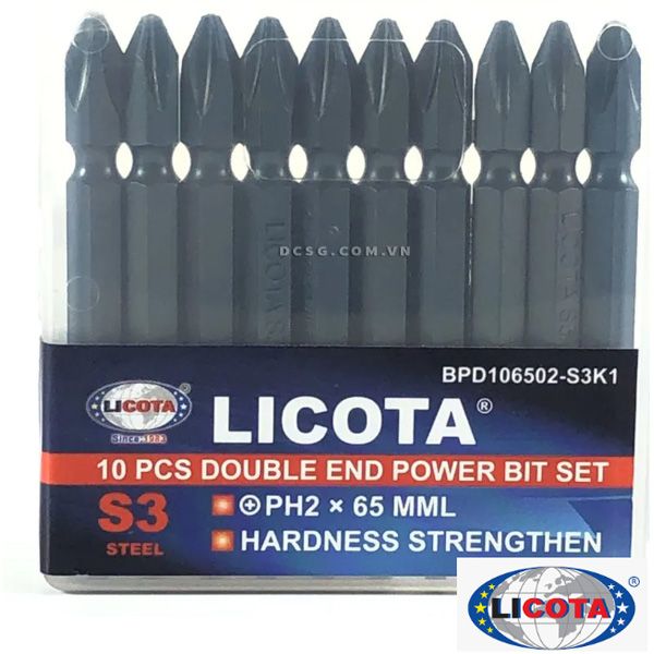  Mũi vít 2 đầu xanh ngắn PH2x65mm LICOTA BPD106502-S3K1 