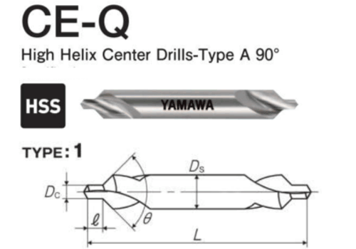  Mũi khoan tâm độ xoắn cao 90 độ Yamawa CY0.5Z (0.5x90°x3.5) 