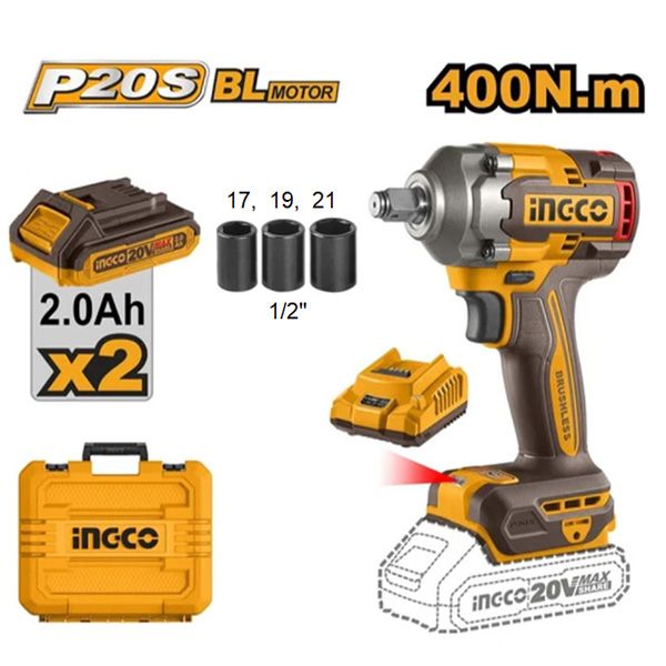  Máy vặn bu lông dùng pin 20V-400Nm INGCO CIWLI2040 