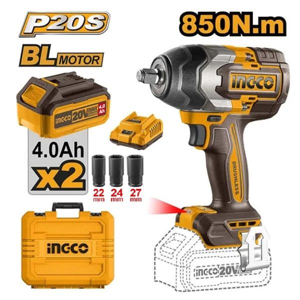  Máy vặn bu lông dùng pin 20V-850Nm INGCO CIWLI2085 