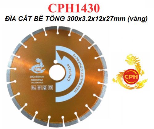  Đĩa cắt bê tông CPH1430 màu vàng (300x3.2x12x27mm) 