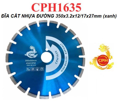  Đĩa cắt nhựa đường CPH1635 màu xanh (350x3.2x12/17x27mm) 