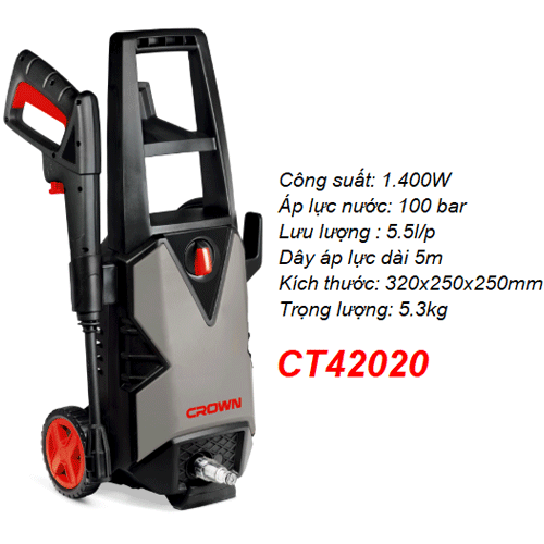  Máy xịt rửa cao áp Crown CT42020 - 100Bar 