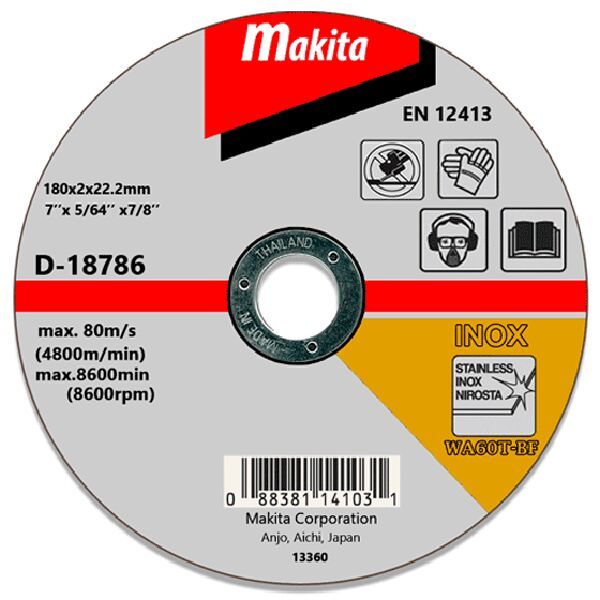  Đá cắt Inox Makita D180x2x22.23mm D-18786 