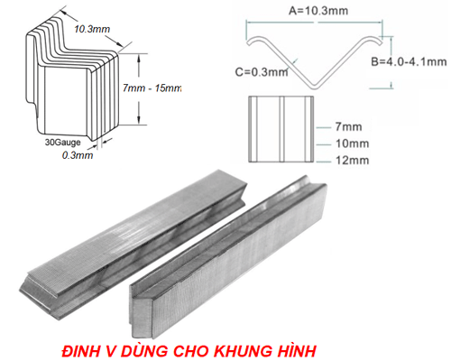  Đinh V12 dùng đóng khung hình dài 12mm 