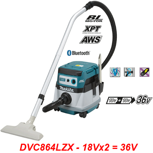  Máy hút bụi dùng 2 pin 18V Makita DVC864LZX 