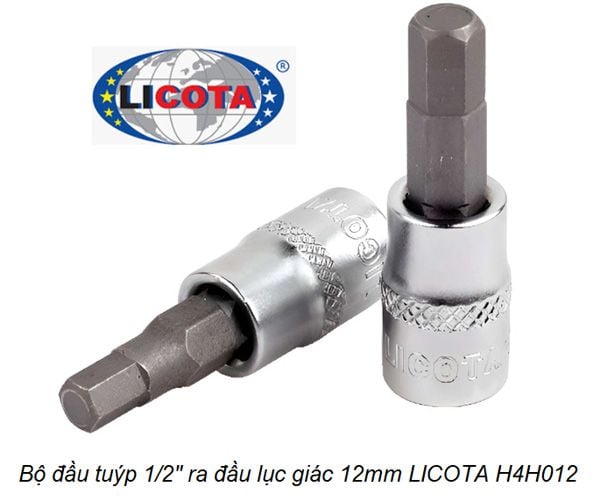 Đầu tuýp 1/2 inch ra đầu lục giác 12mm LICOTA H4H012 