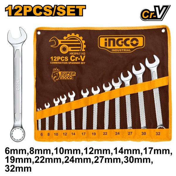  Bộ cờ lê vòng miệng 12 chi tiết 6-32 Ingco HKSPA1143 