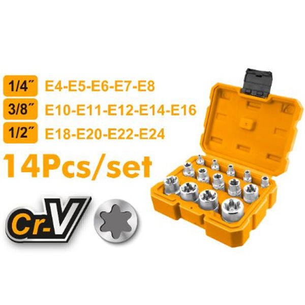  Bộ đầu tuýp loại E 14 chi tiết Ingco HKTETS0114 