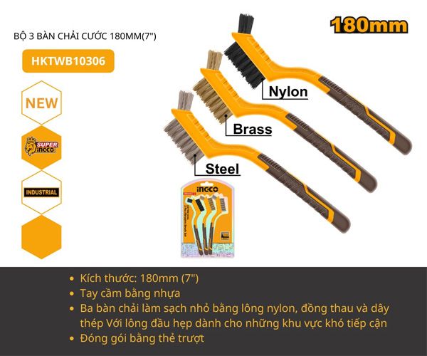  Bộ 3 bàn chải cước 180mm INGCO HKTWB10306 