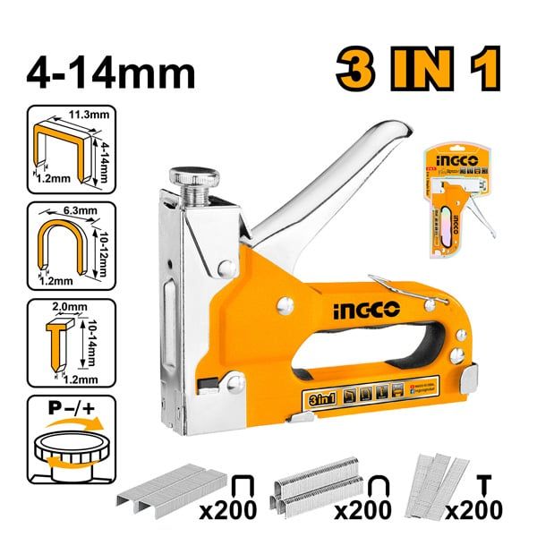  Dụng cụ bấm đinh ghim 3 in 1 có điều chỉnh tăng lực Ingco HSG1405 