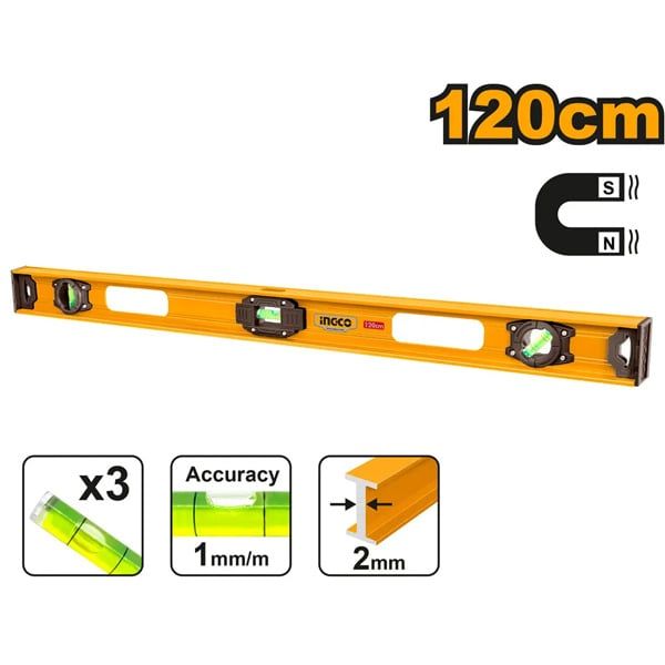  Thước thủy 120cm có từ tính Ingco HSL28120 