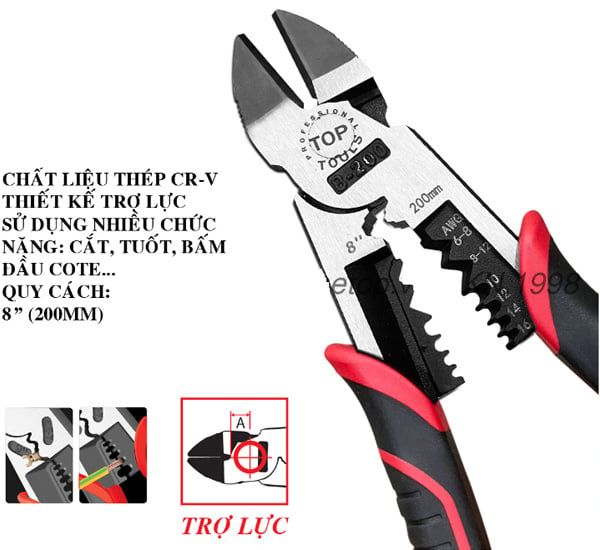  Kìm cắt đa năng Nhật 200mm TOP LU-KCA200 