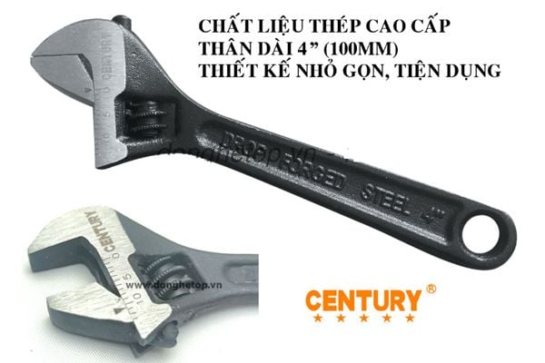  Mỏ lết thân xi đen 4 Inch/ 100mm CENTURY LU-ML04 